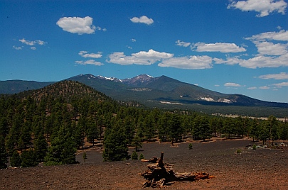 Lava Flow Trail hike at Sunset Crater near Bonito Campground and San Francisco Peaks Flagstaff AZ