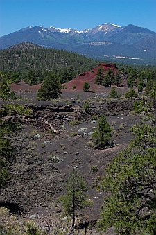 San Francisco peaks and Sunset Crater lava flow in Flagstaff AZ