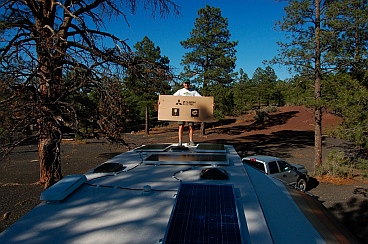 Solar panel installation (Kyocera 130 watt solar panel & Mitsubishi 120 watt solar panels) on our RV, a Hitchhiker fifth wheel