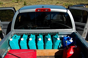 Drycamping means hauling water