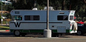Old Winnebago at Mission Bay San Diego California