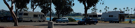 RV lineup at Mission Bay Mission Beach San Diego California