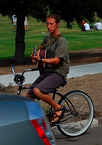 California laid back attitude, guitar and bike in Mission Beach San Diego California