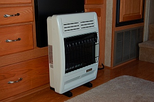 Blue flame heater / vent-free propane heater installation complete in our RV