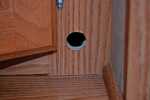 Gas hose will exit this hole to connect to the blue flame heater in our RV