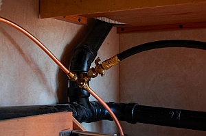 Gas fittings, gas pipe and gas hose used in the vent-free propane heater in our RV