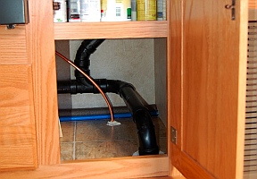 Gas line we'll tap into for our blue flame heater RV installation