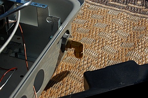 Elbow connector at the base of our vent free propane heater prior to installation in our RV