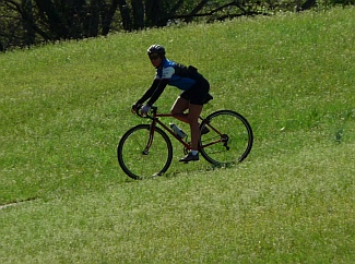 Riding my bike on an Indian Mound on Natchez Trace Parkway, Mississippi