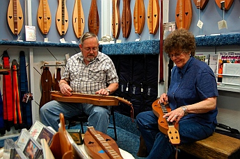 Harmonizing at The Dulcimer Shoppe, Mountain View, AR