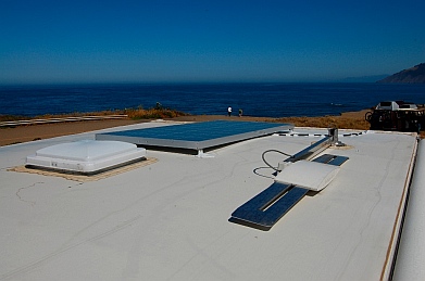 Solar panel installation completed on the roof of our RV at Westport-Union State Park CA California