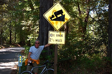 Steep hill climbs by bike on the northern CA California coast at Westport-Union State Park