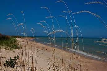 Forty Mile Point Lighthouse Michigan beach