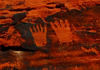 Petroglyph rock art, footprints