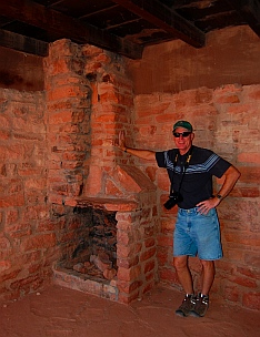 Fireplace inside one of the cabins