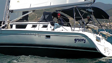 s/v Groovy in a groove in Ensenada Bay, Mexico.