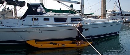 sv Groovy gets her hull waxed