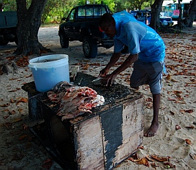Filleting angel fish Carriacou Grenada