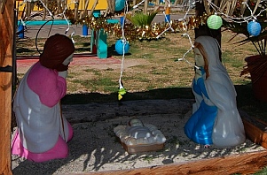 Nativity creche in the town square