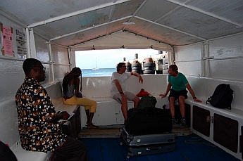 Inside the ferry boat to Union Island