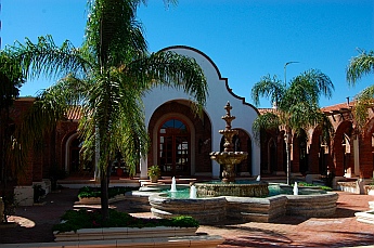 Adobe Guadalupe Winery and B&B courtyard and fountain
