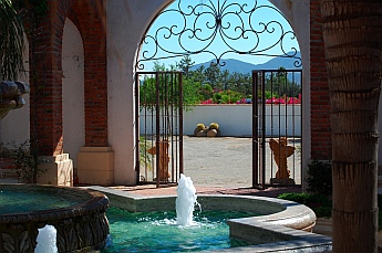 Adobe Guadalupe Winery and B&B courtyard and fountain