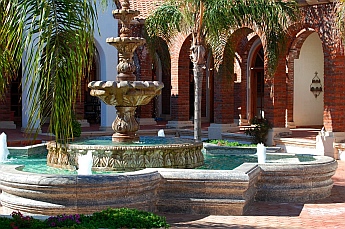 Adobe Guadalupe Winery and B&B courtyard and fountain