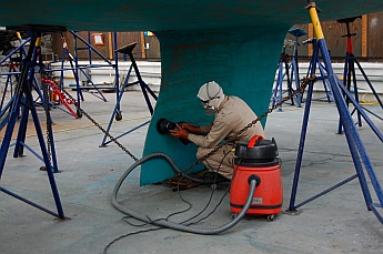 s/v Groovy gets bottom paint at Baja Naval, Ensenada, Mexico