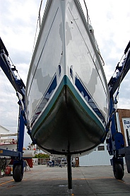 sv Groovy is hoisted at Baja Naval in Ensenada