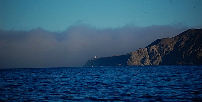 Fog encloses the entrance to Bahia Magdalena, Baja California
