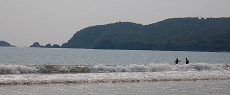 Playing in the waves at Chamela Bay.