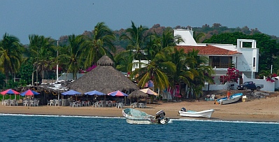 Palapa restaurants in Bahia de Chamela (Chamela Bay).