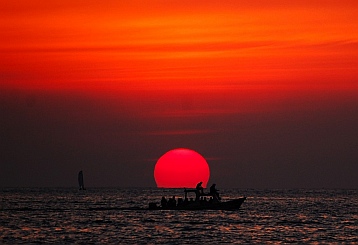Sunset Zihuatanejo anchorage, Guerrero, Mexico