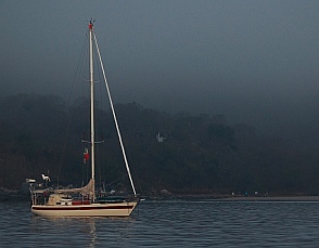 Fog in Chamela Bay anchorage