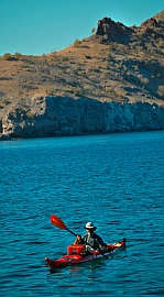 Sea kayakers Puerto Agua Verde, Baja California Sur, Sea of Cortez, Mexico
