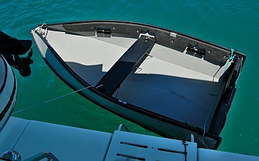 Porta-bote is brought back to swim platform for the rest of the assembly.