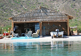 Homes on El Burro Beach in Conception Bay, Sea of Cortez, Mexico