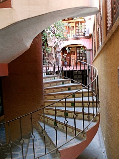 Inside the atrium at the Hotel Posada de las Flores, Loreto, BCS, Sea of Cortez, Mexico