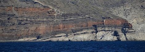 Brightly colored cliffs near Loreto, Baja California Sur, Mexico