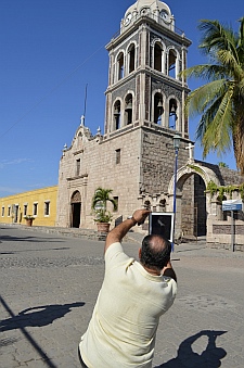 Capturing the Loreto Mission Church (cathedral) on an iPad, Baja California Sur, Mexico
