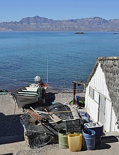 View from bluff on Isla Coyote, BCS, Sea of Cortez, Mexico.
