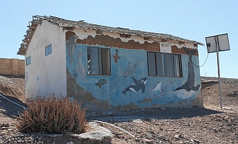 School building, Isla Coyote, BCS, Sea of Cortez, Mexico.