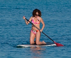 Standup paddling at Puerto Balandra (Playa Balandra), BCS, near La Paz, Mexico.