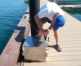 The water heater comes to the dock for repair in La Paz, BCS, Mexico