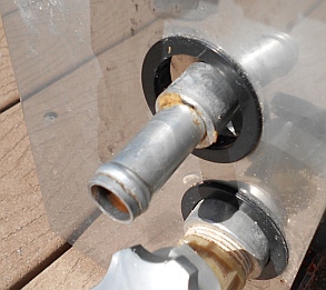 The offending stainless stub on the water heater, La Paz, BCS, Mexico