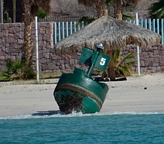 Channel Buoy #5 gets blown ashore in the channel outside La Paz, BCS, Mexico