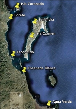 Loreto Anchorages to the South.
