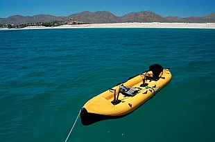 Hobie i14t inflatable tandem kayak in Puerto Balandra, Mexico