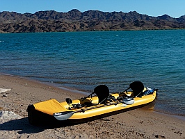 Hobie i14t inflatable tandem kayak at Lake Havasu, Arizona