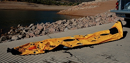 Deflated Hobie i14t inflatable tandem kayak 